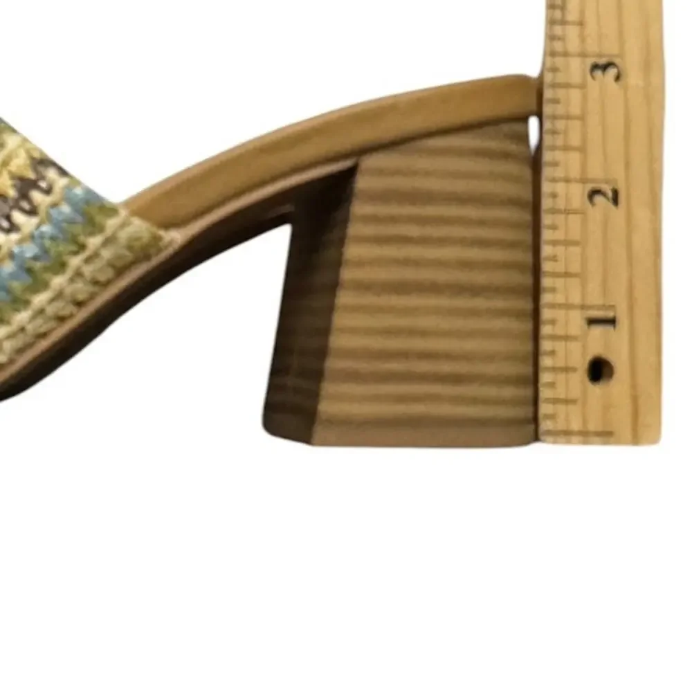 Seychelles Women’s Size 6.5 Multicolor Woven Slide Sandals 3” Block Heel